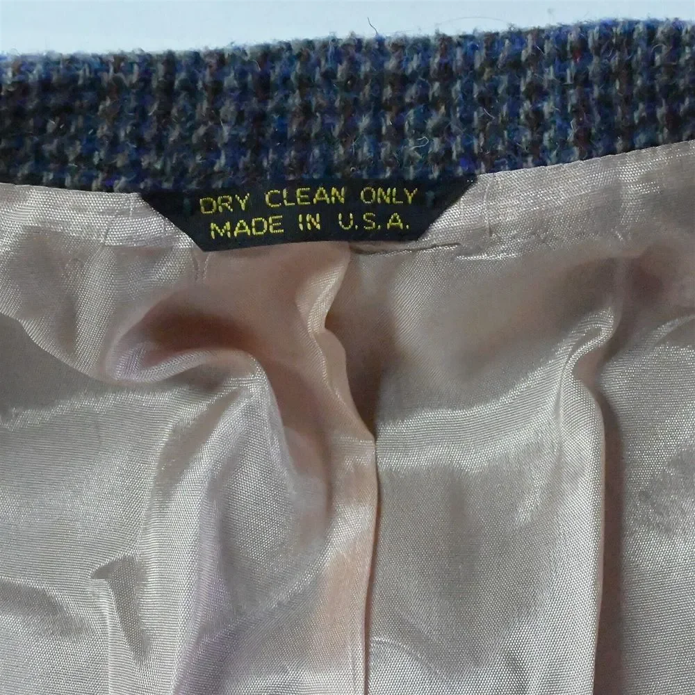 Vtg Pagano West 48L Blue‎ Tweed Wool Western Yoke Mens Blazer Jacket Sport Coat